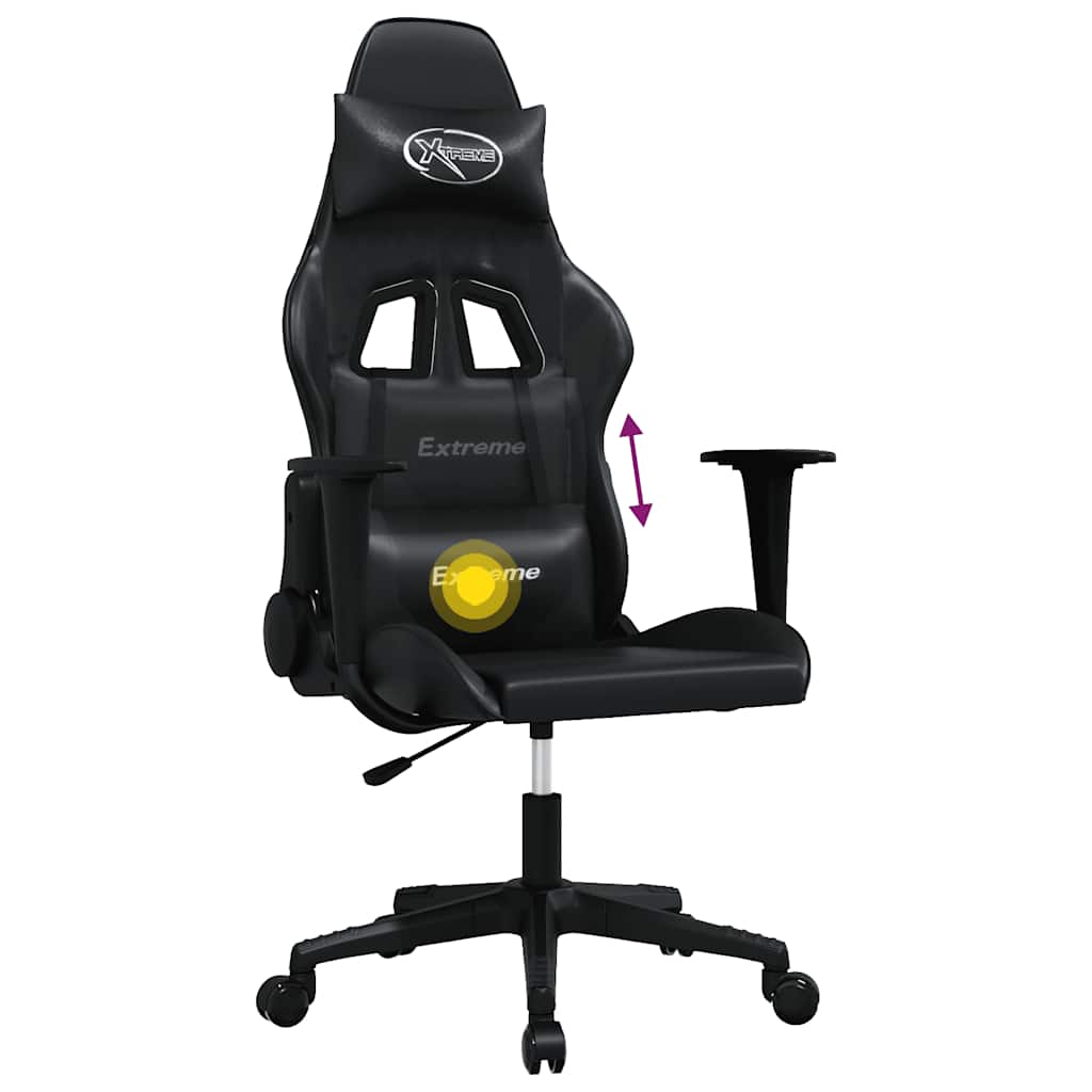 gamingstol med massagefunktion kunstlæder sort
