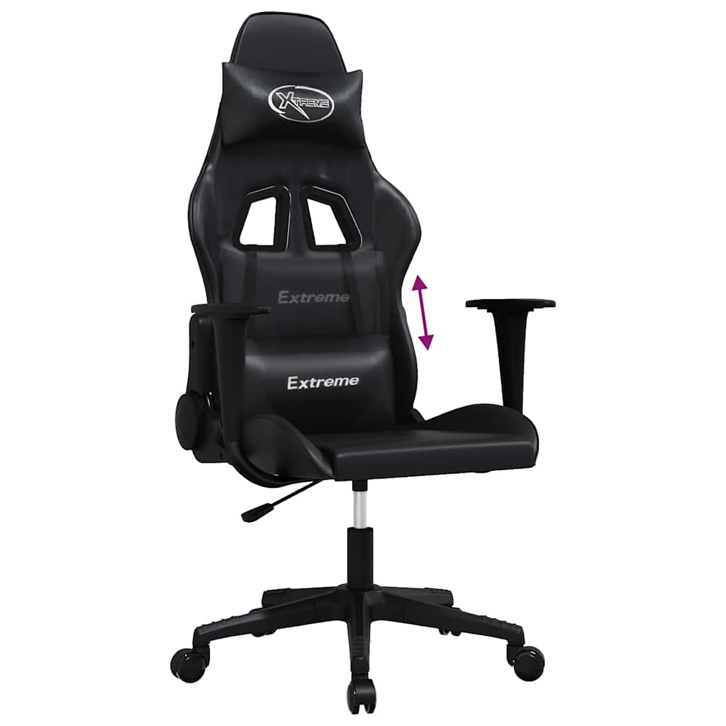 gamingstol med massagefunktion kunstlæder sort