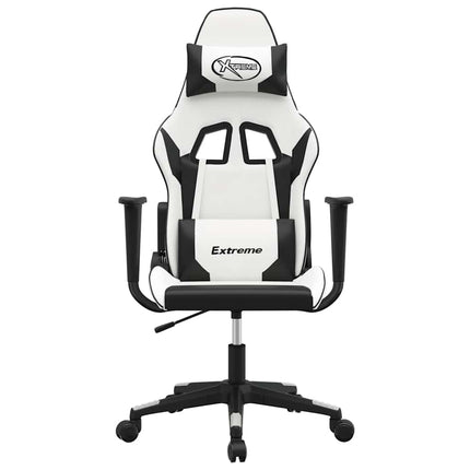 gamingstol m. massagefunktion kunstlæder hvid og sort