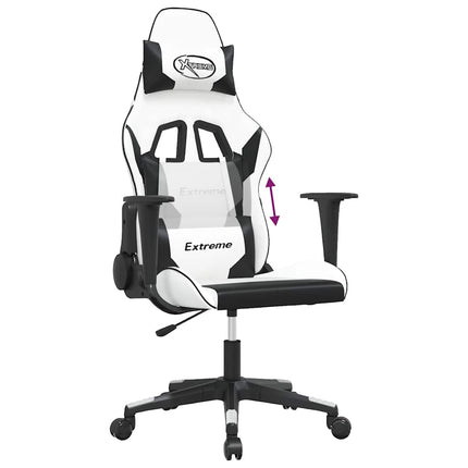 gamingstol m. massagefunktion kunstlæder hvid og sort
