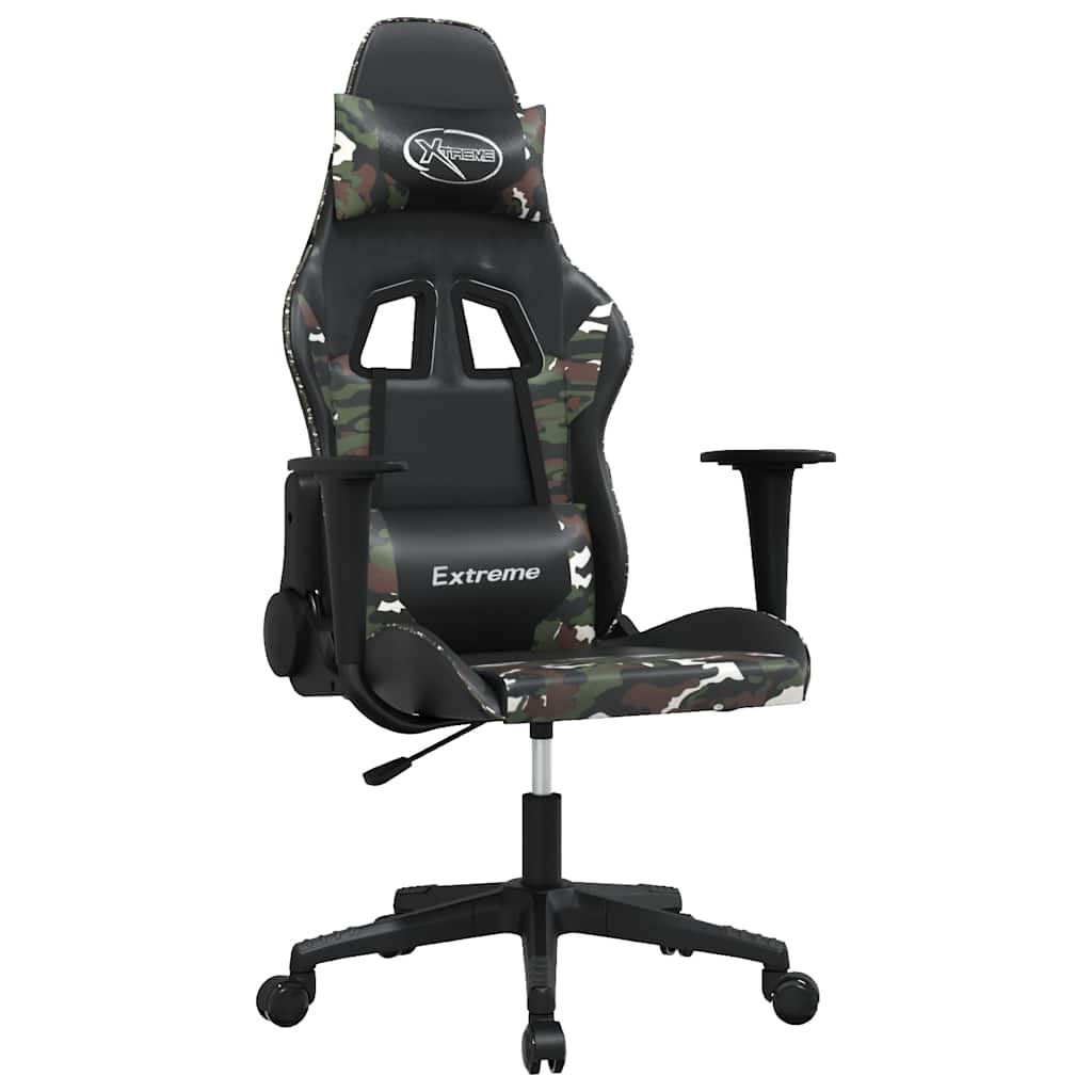 gamingstol m. massagefunktion kunstlæder sort og camouflage