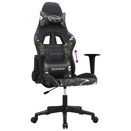 gamingstol m. massagefunktion kunstlæder sort og camouflage