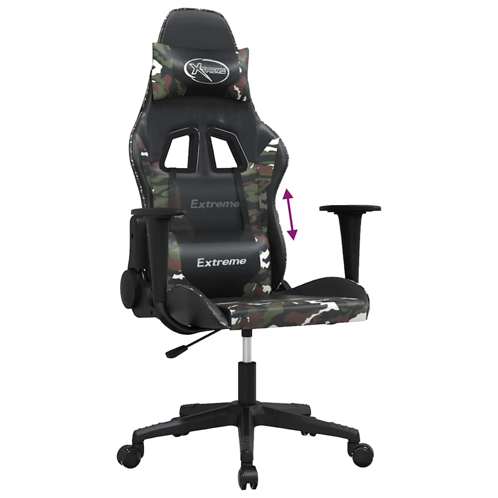 gamingstol m. massagefunktion kunstlæder sort og camouflage