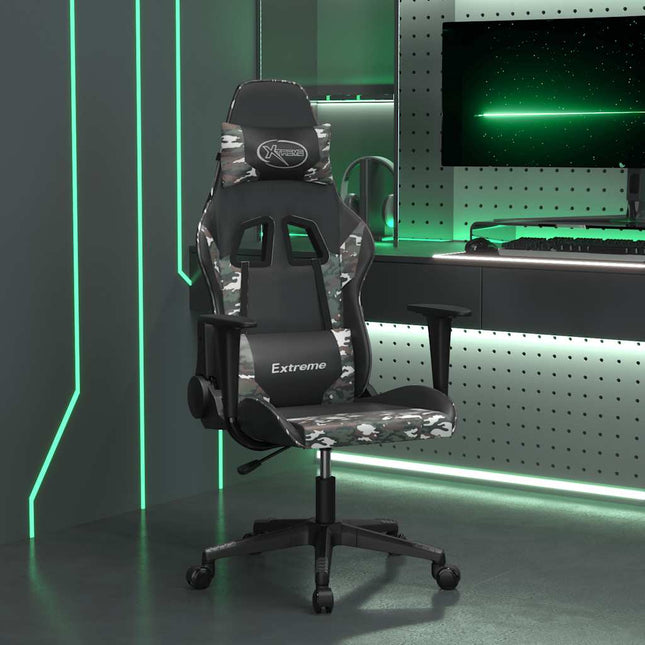 gamingstol m. massagefunktion kunstlæder sort og camouflage
