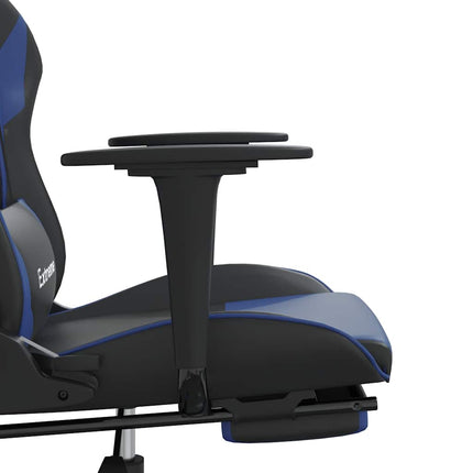 gamingstol m. massagefunktion og fodstøtte kunstlæder sort blå