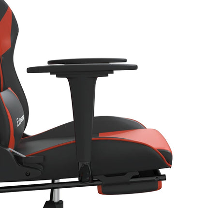 gamingstol m. massagefunktion og fodstøtte kunstlæder sort rød