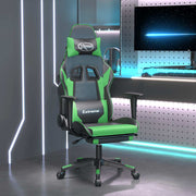 gamingstol m. massagefunktion og fodstøtte kunstlæder sort grøn