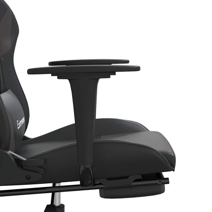 gamingstol m. massagefunktion og fodstøtte kunstlæder sort grå