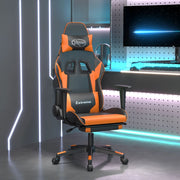 gamingstol m. massage og fodstøtte kunstlæder sort og orange
