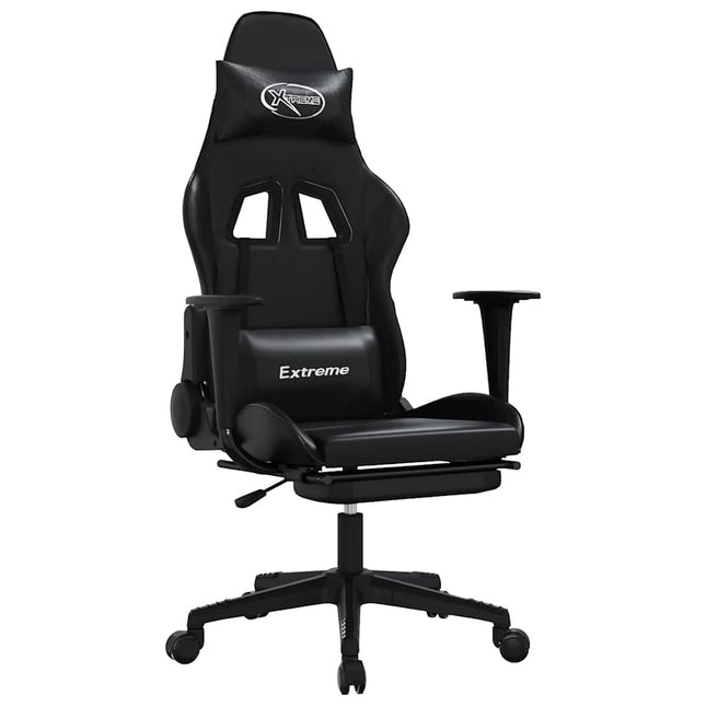 gamingstol m. massagefunktion og fodstøtte kunstlæder sort
