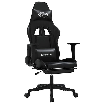 gamingstol m. massagefunktion og fodstøtte kunstlæder sort