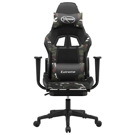 gamingstol m. massage og fodstøtte kunstlæder sort camouflage