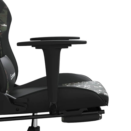 gamingstol m. massage og fodstøtte kunstlæder sort camouflage