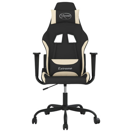 gamingstol med massagefunktion stof sort og cremefarvet