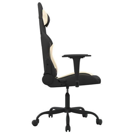 gamingstol med massagefunktion stof sort og cremefarvet