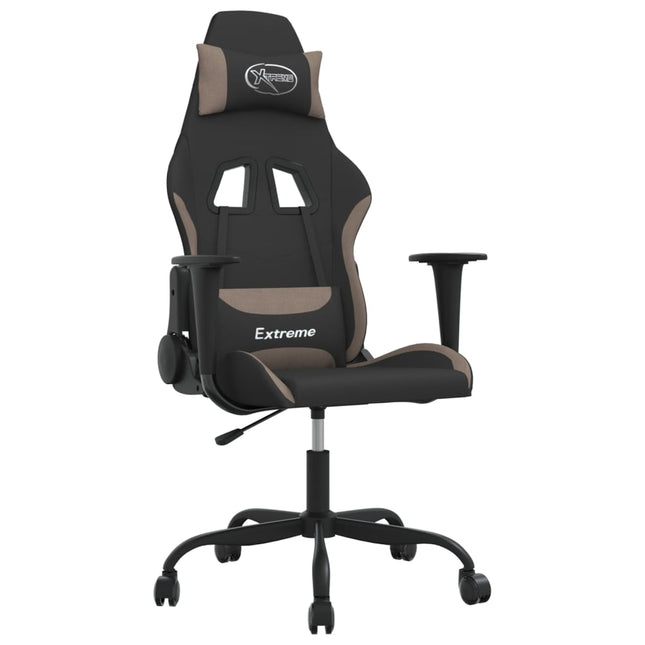 gamingstol med massagefunktion stof sort og gråbrun
