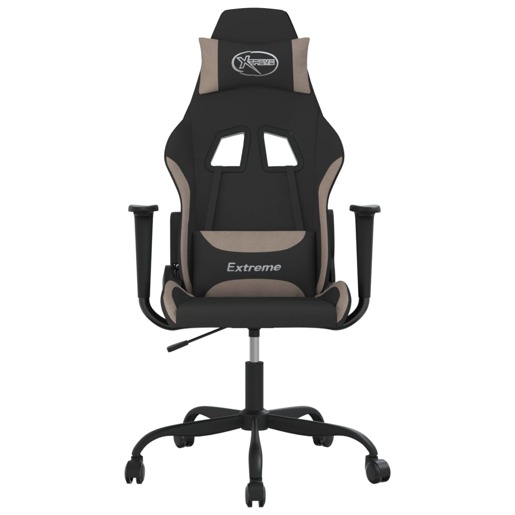 gamingstol med massagefunktion stof sort og gråbrun