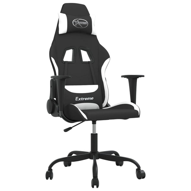 gamingstol med massagefunktion stof sort og hvid
