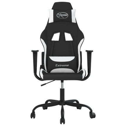 gamingstol med massagefunktion stof sort og hvid