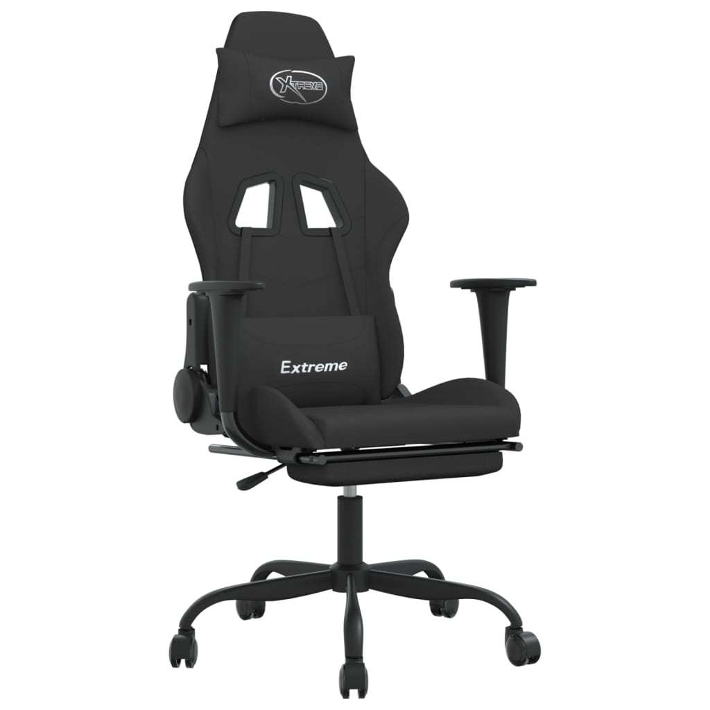 gamingstol med massagefunktion + fodstøtte stof sort