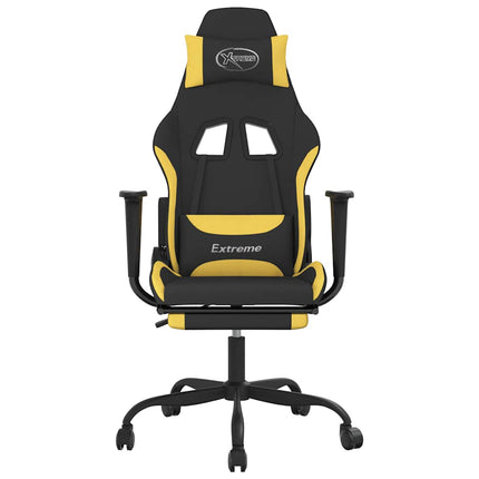 gamingstol med massagefunktion + fodstøtte stof sort og gul