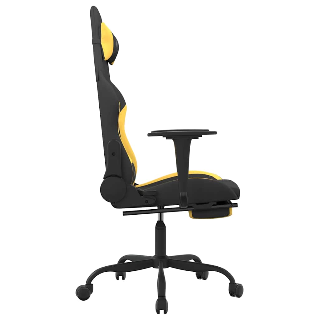 gamingstol med massagefunktion + fodstøtte stof sort og gul