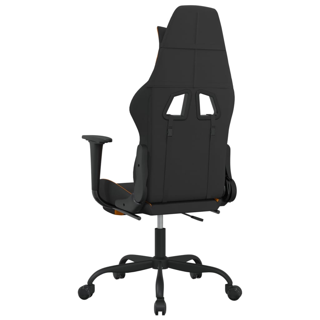 gamingstol med massagefunktion + fodstøtte stof sort og orange