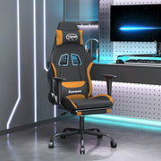 gamingstol med massagefunktion + fodstøtte stof sort og orange