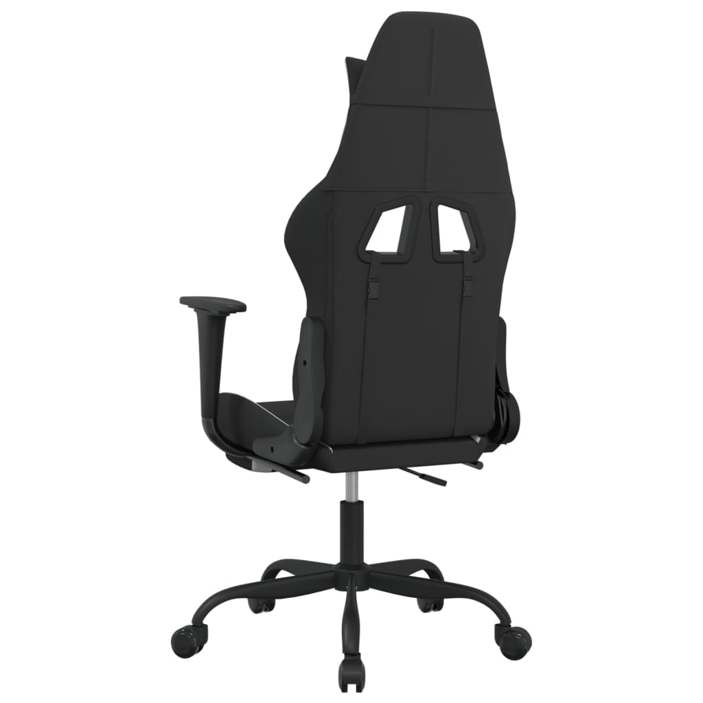 gamingstol med massagefunktion + fodstøtte stof sort og hvid