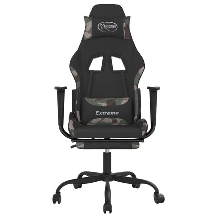 gamingstol med massagefunktion + fodstøtte stof sort camouflage