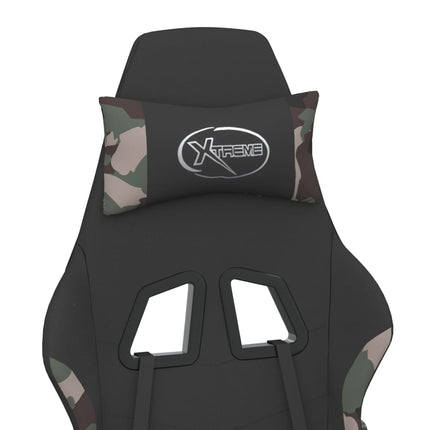 gamingstol med massagefunktion + fodstøtte stof sort camouflage