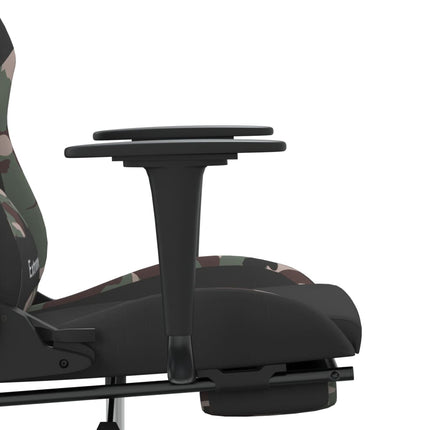 gamingstol med massagefunktion + fodstøtte stof sort camouflage