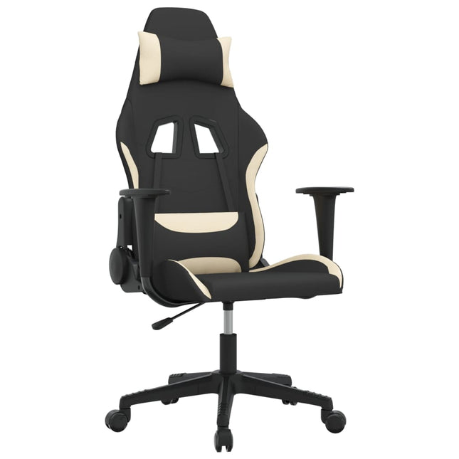 gamingstol med massagefunktion stof sort og cremefarvet