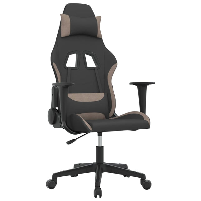 gamingstol med massagefunktion stof sort og gråbrun