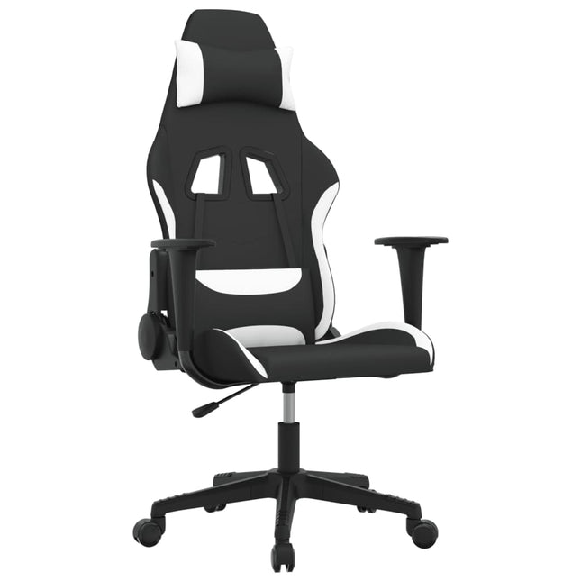 gamingstol med massagefunktion stof sort og hvid