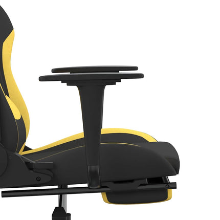 gamingstol med massagefunktion + fodstøtte stof sort og gul