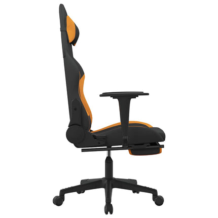 gamingstol med massagefunktion + fodstøtte stof sort og orange