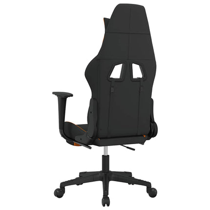 gamingstol med massagefunktion + fodstøtte stof sort og orange
