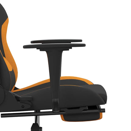 gamingstol med massagefunktion + fodstøtte stof sort og orange