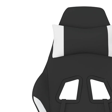 gamingstol med massagefunktion + fodstøtte stof sort og hvid