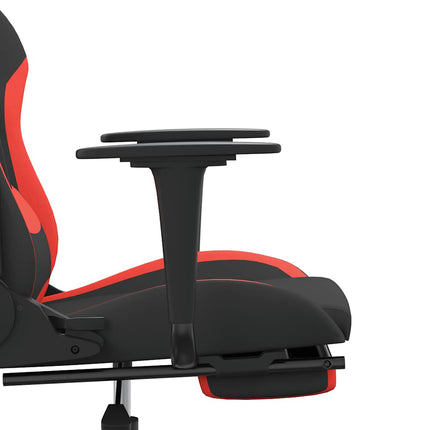 gamingstol med massagefunktion + fodstøtte stof sort og rød