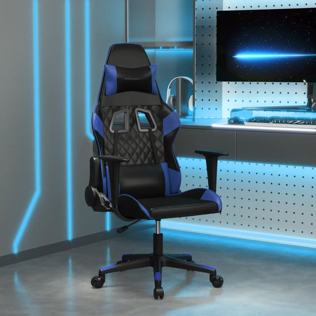 gamingstol m. massagefunktion kunstlæder sort og blå