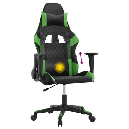 gamingstol m. massagefunktion kunstlæder sort og grøn