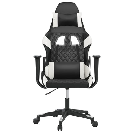 gamingstol med massagefunktion kunstlæder sort og hvid