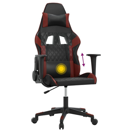 gamingstol m. massagefunktion kunstlæder sort og vinrød