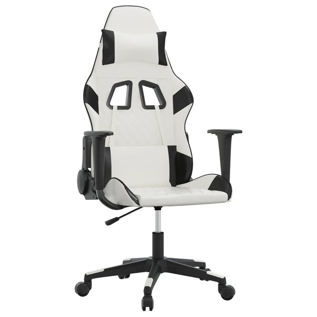 gamingstol m. massagefunktion kunstlæder hvid og sort