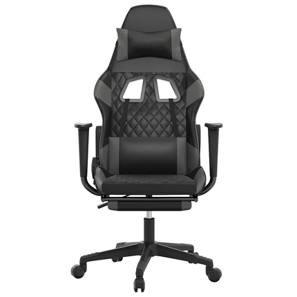 gamingstol m. massagefunktion og fodstøtte kunstlæder sort grå