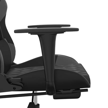 gamingstol m. massagefunktion og fodstøtte kunstlæder sort grå
