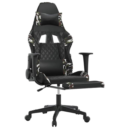 gamingstol m. massage og fodstøtte kunstlæder sort camouflage