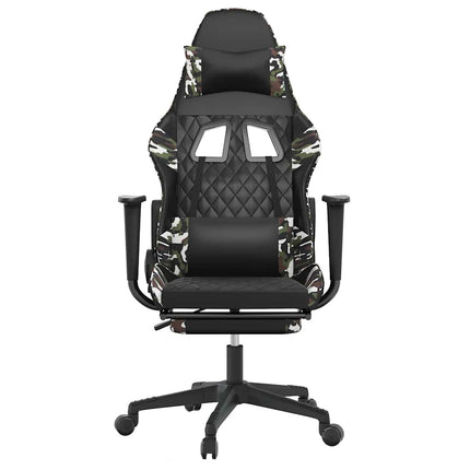 gamingstol m. massage og fodstøtte kunstlæder sort camouflage
